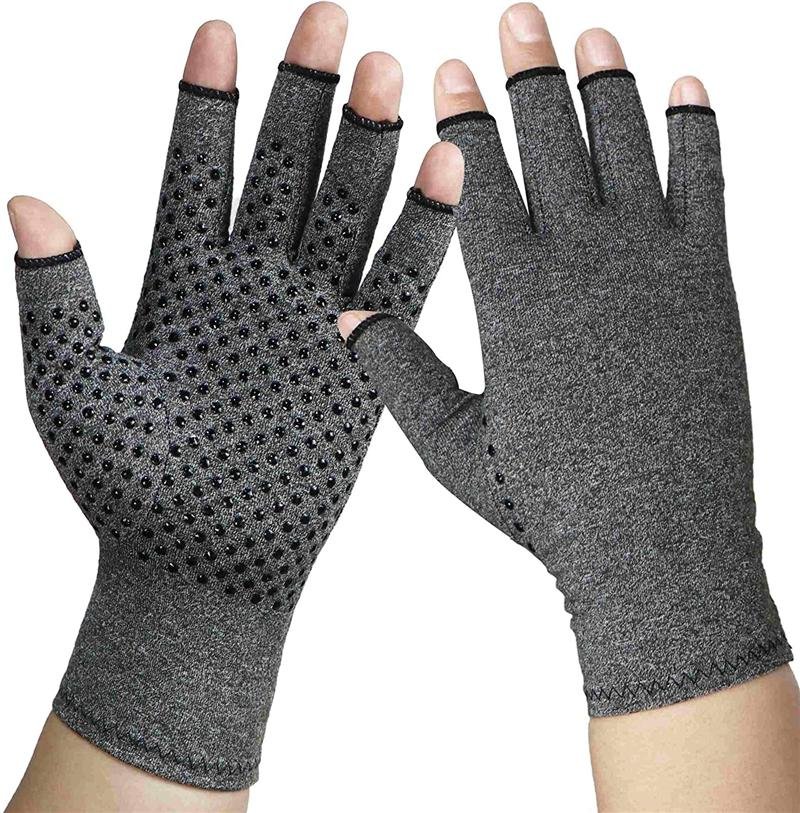  Half Finger Copper Infused Compression Gloves for Therapy Arthritis 