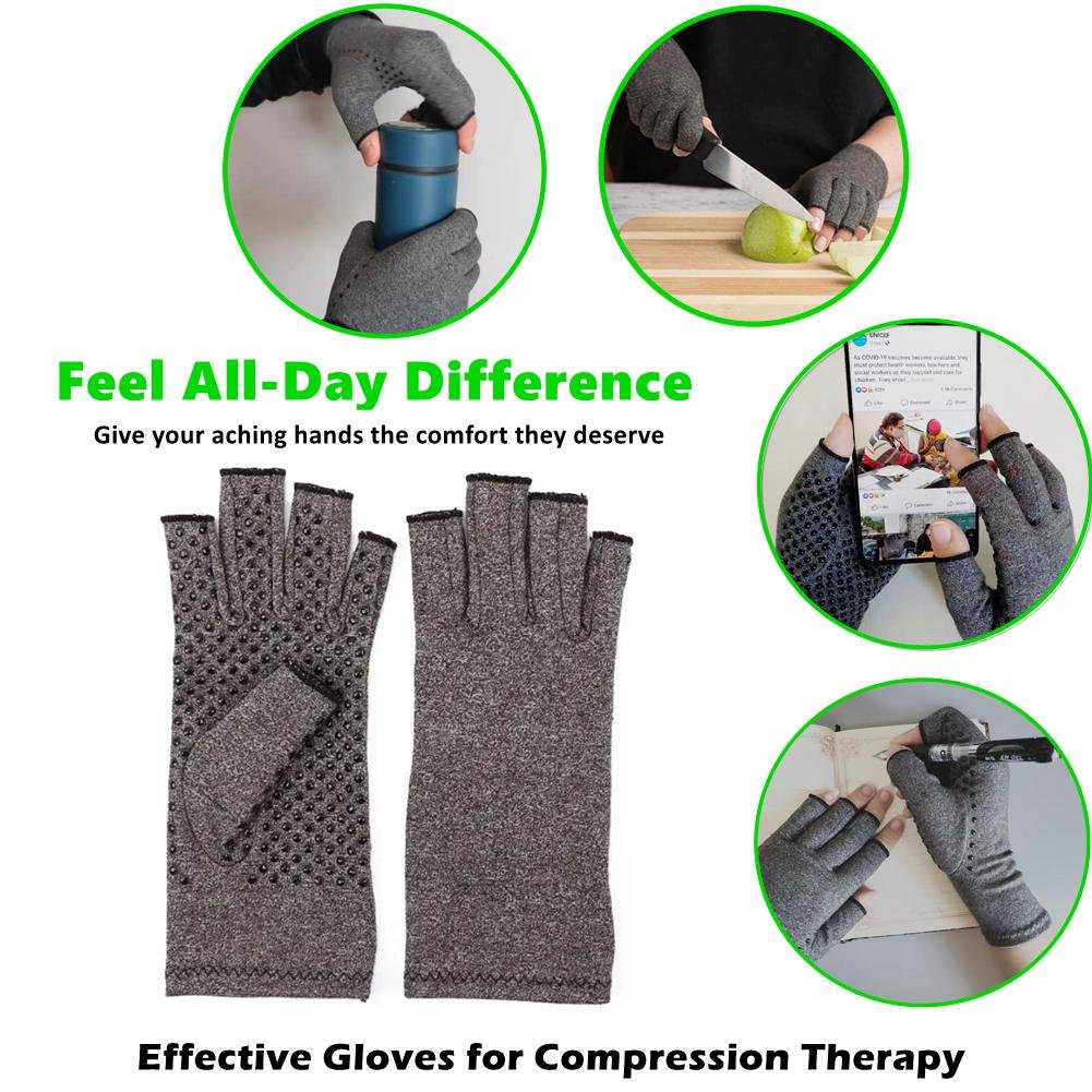  Half Finger Copper Infused Compression Gloves for Therapy Arthritis  2