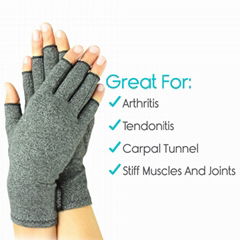 Arthrits Pain Heal Joints Fingerless Hand Compression Infused Gloves 