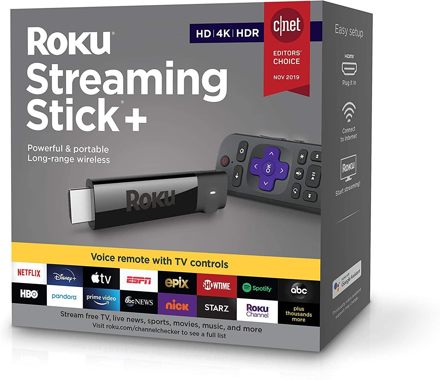 Roku Streaming Stick+ | HD/4K/HDR Streaming Device with Long-range Wireless and 