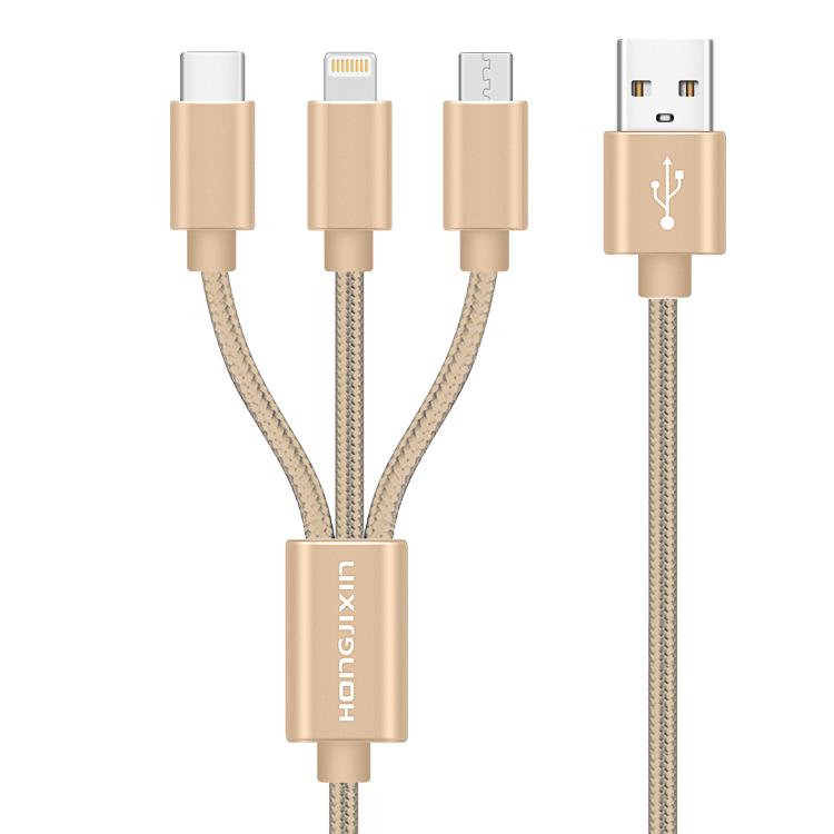 Multi charging 3 in 1 nylon braided fast charging cable 2