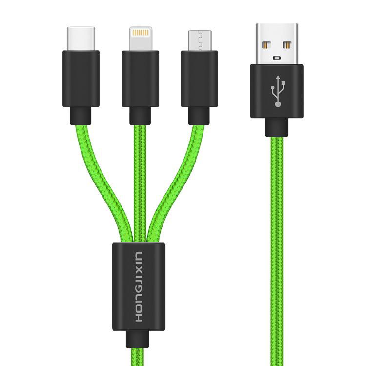 Multi charging 3 in 1 nylon braided fast charging cable 3
