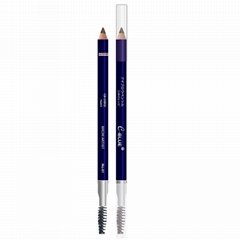 Private label cosmetic foggy wooden double sided eyebrow pencil with brush long-