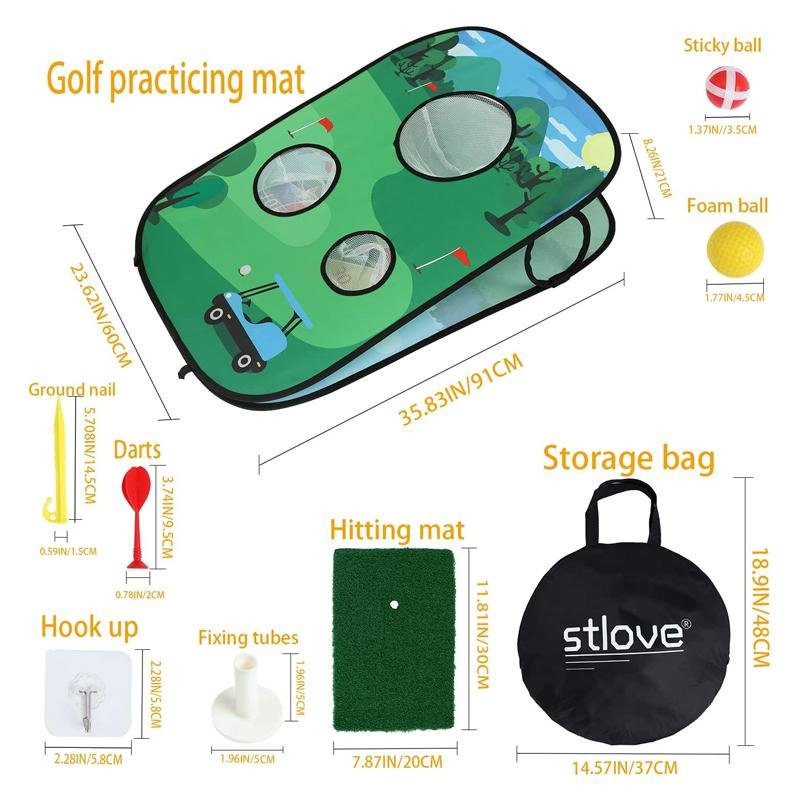 Children Game Zone Practice Golf Mat Tent 4