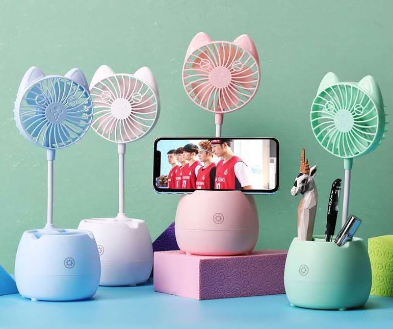 Mini Fan with Mobile Phone Holder and Pencil Vase