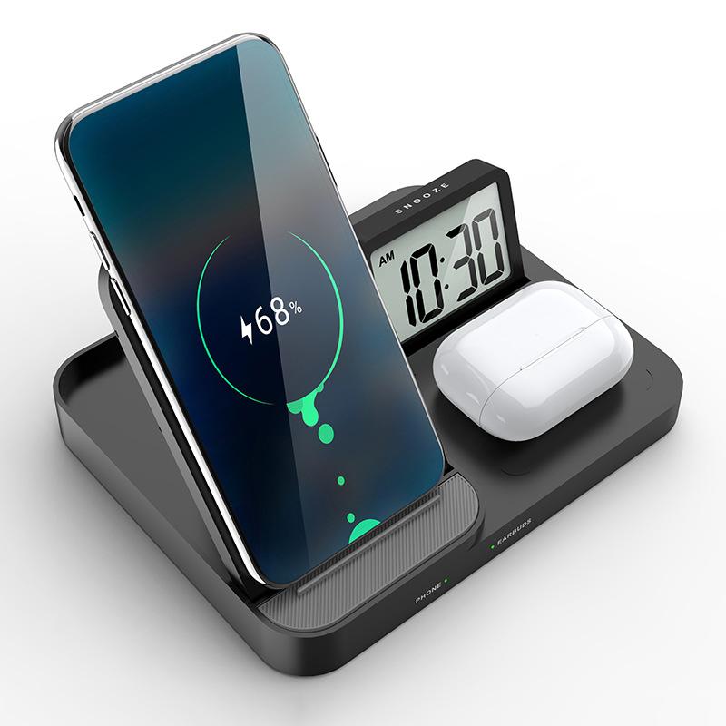 Two in One Wireless Clock with Phone Charger Power Bank and Mobile Phone Holder  2