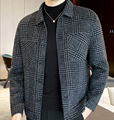 Men's jacket winter casual jacket youth short plaid woolen Korean style trendy h 1