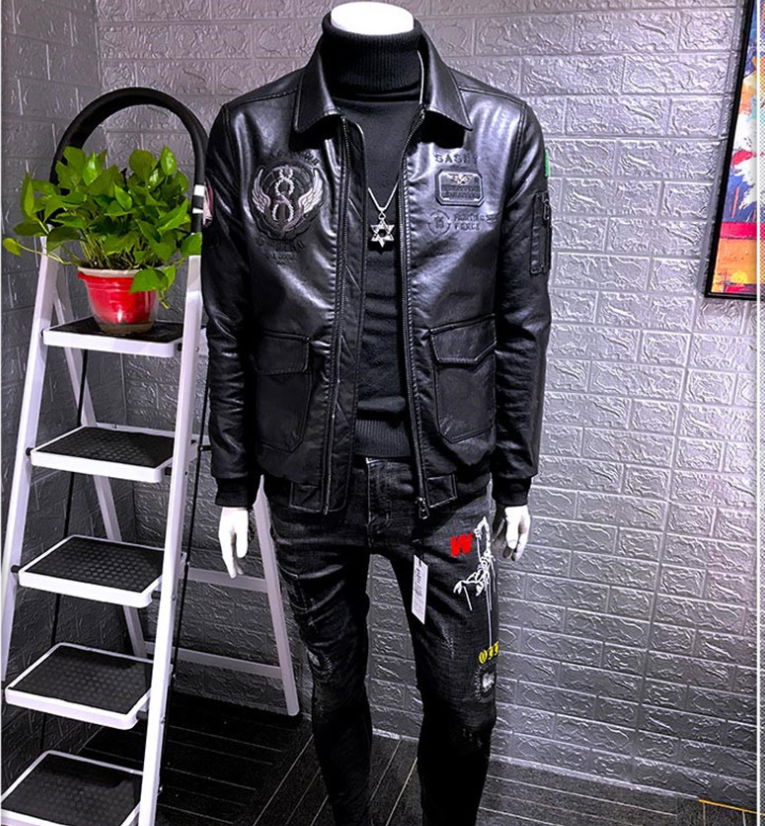 Leather jacket men's self-cultivation Korean version of the trend handsome 2019 