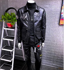 Leather jacket men's self-cultivation Korean version of the trend handsome 2019