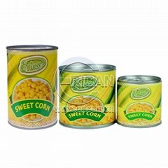 Easy Open Paper Label Canned Fresh Whole Golden Sweet Kernel Corn in Tin
