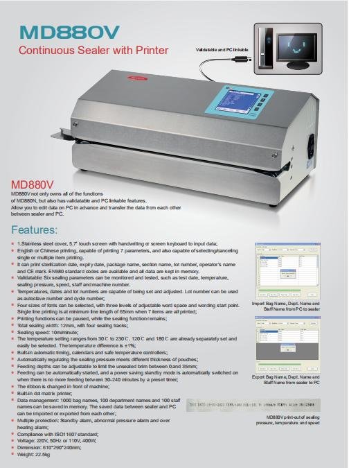 MD860V Medical Continuous Sealer with Printer 3