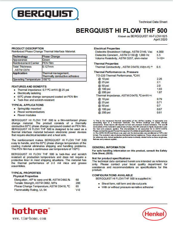 BERGQUIST HF625 HI FLOW THF 500 3