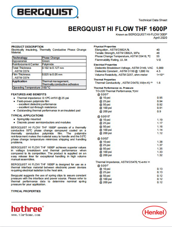 Bergquist  HF300P HI-FLOW THF 1600P HI-FLOW 300P 5