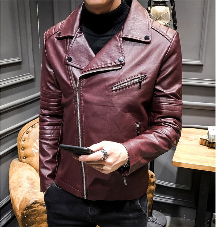 Men's leather jacket 2018 autumn Korean version of Slim youth motorcycle PU leat