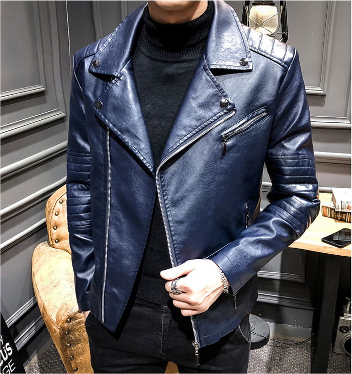 Men's leather jacket 2018 autumn Korean version of Slim youth motorcycle PU leat 4