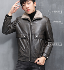Haining leather leather jacket men's fur one mink fur liner jacket first layer c