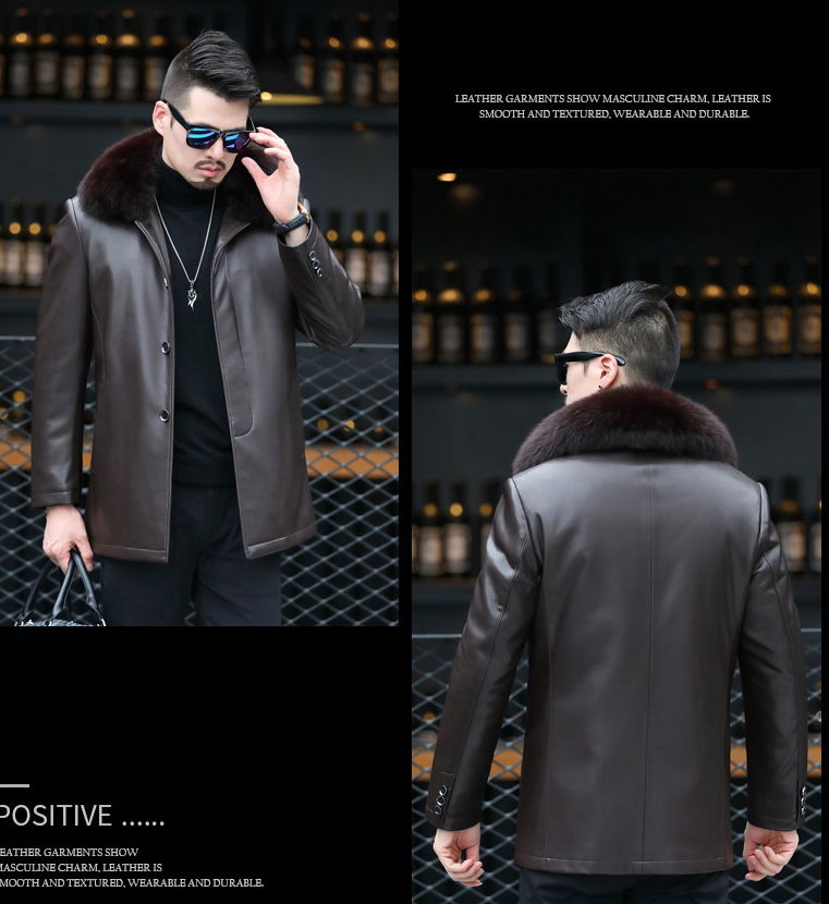 Explosive style playboy leather jacket male middle-aged father dress father gras