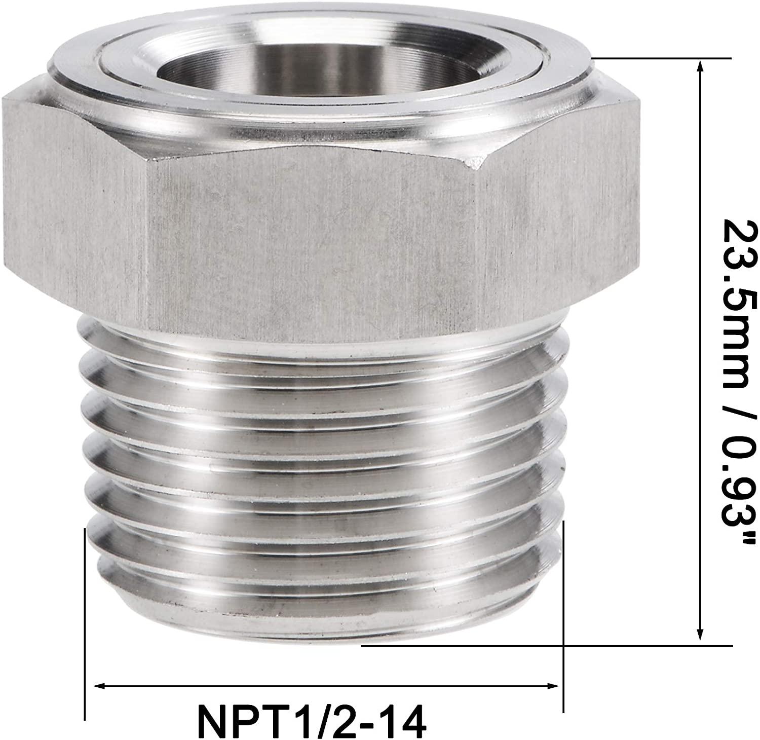 1/2"-14 NPT Hex Head Stainless Steel Oil Sight Glass