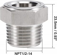 1/2"-14 NPT Hex Head Stainless Steel Oil Sight Glass