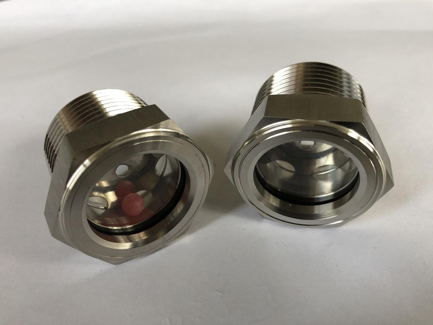 1/2"-14 NPT Hex Head Stainless Steel Oil Sight Glass 2