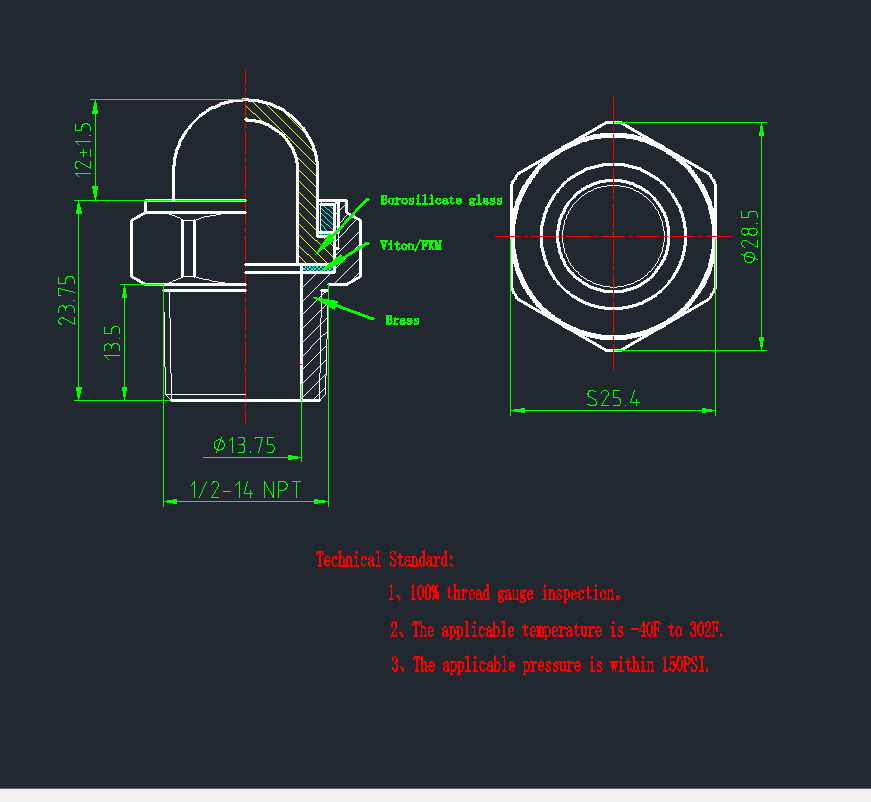 1/2  Dome Oil sight glass,Oil Level Indicator,Ölschauglas 3