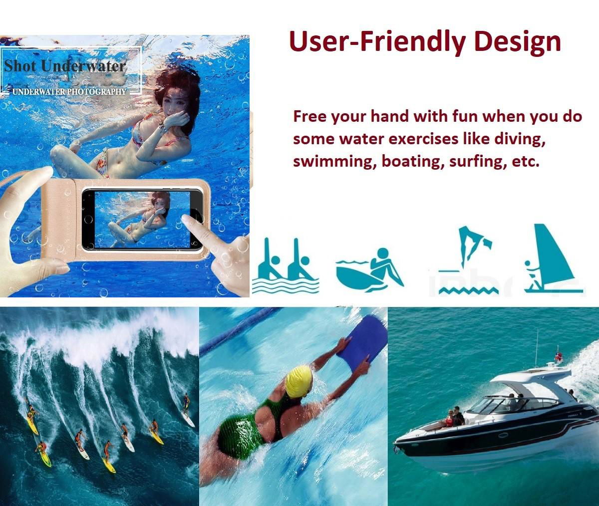 Universal Waterproof Bag, Waterproof Phone Pouch Compatible ID Fingerprint for i 3