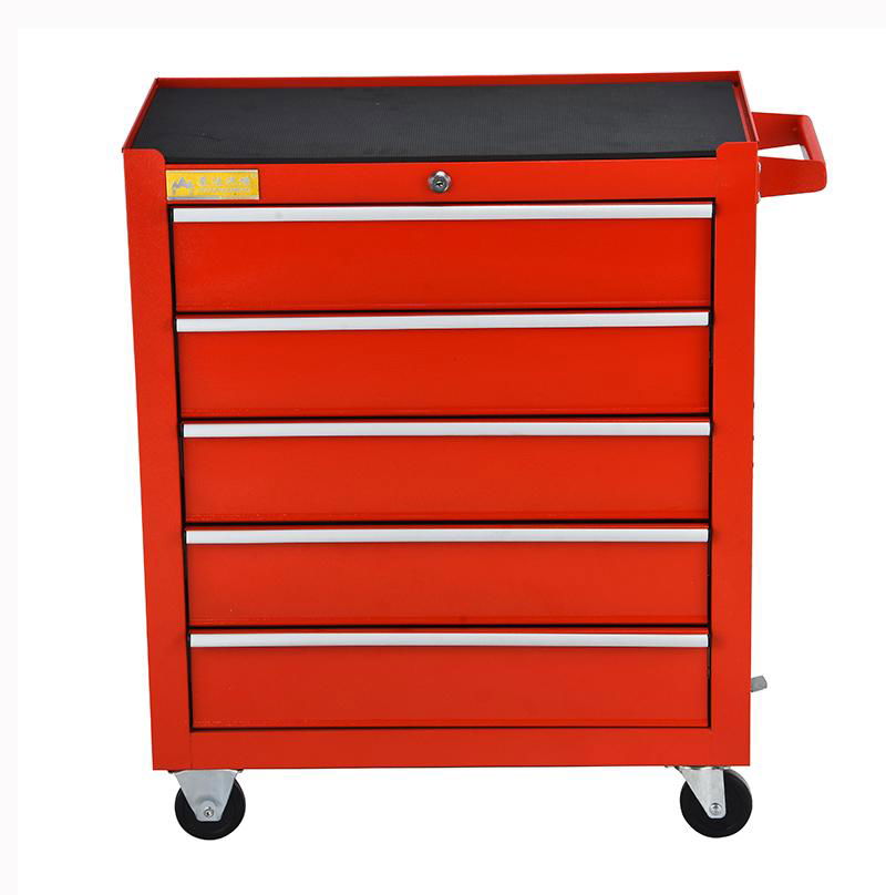 Workshop 5 Drawers Roller Tool Cabinet With Handle And Wheels 2