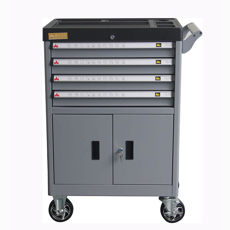 4 Drawers Movable Garage Tool Box Trolley Tool Cabinet With 5'' PP wheel