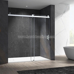 Stainless Steel Soft-Closing Sliding Glass Shower Enclosure