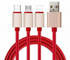 cable One with three fast charging 3A data cable Three-in-one USB charging cable