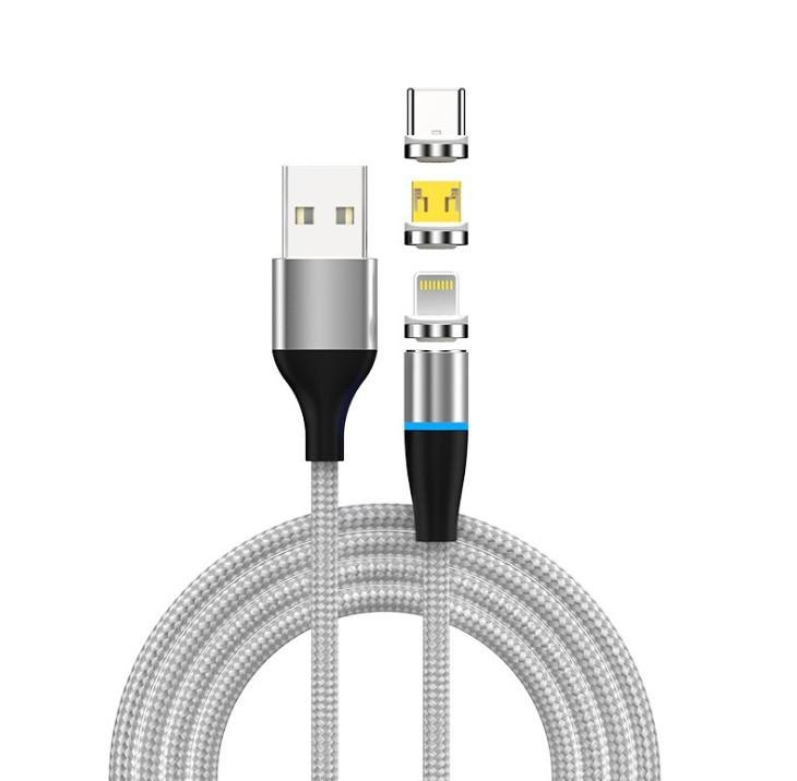 Magnetic data cable 3A fast charging magnetic braided charging cable three-in-on 2