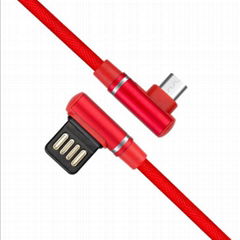 Double elbow mobile game type-c data cable Android usb braided game right angle 