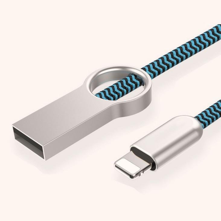 Zinc Alloy Braided USB Data Cable Ring Creative Charging Cable Color Fast Chargi 3