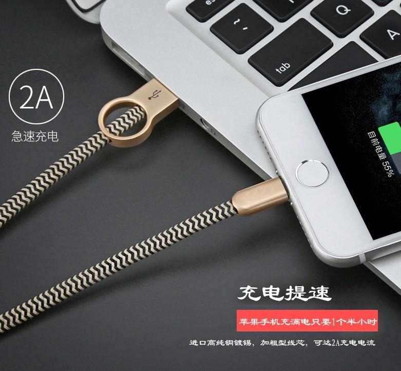 Zinc Alloy Braided USB Data Cable Ring Creative Charging Cable Color Fast Chargi 4