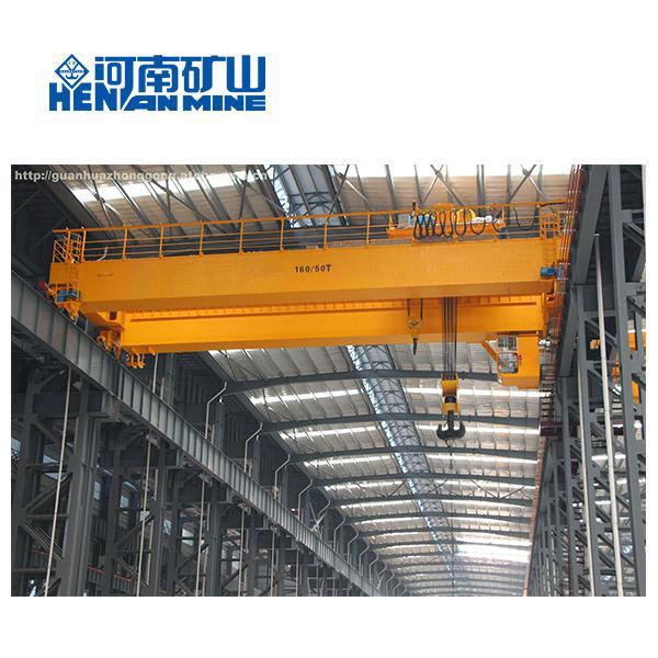 32ton 50ton QD Top Running Double Girder Overhead Travelling Crane with Hook 3