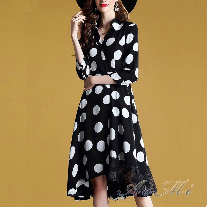 Black White Dot Long Dress