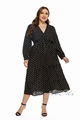 Plus Size Dresses Black Polka Dot Lantern Sleeve Large Size Dresses Summer Overs 1