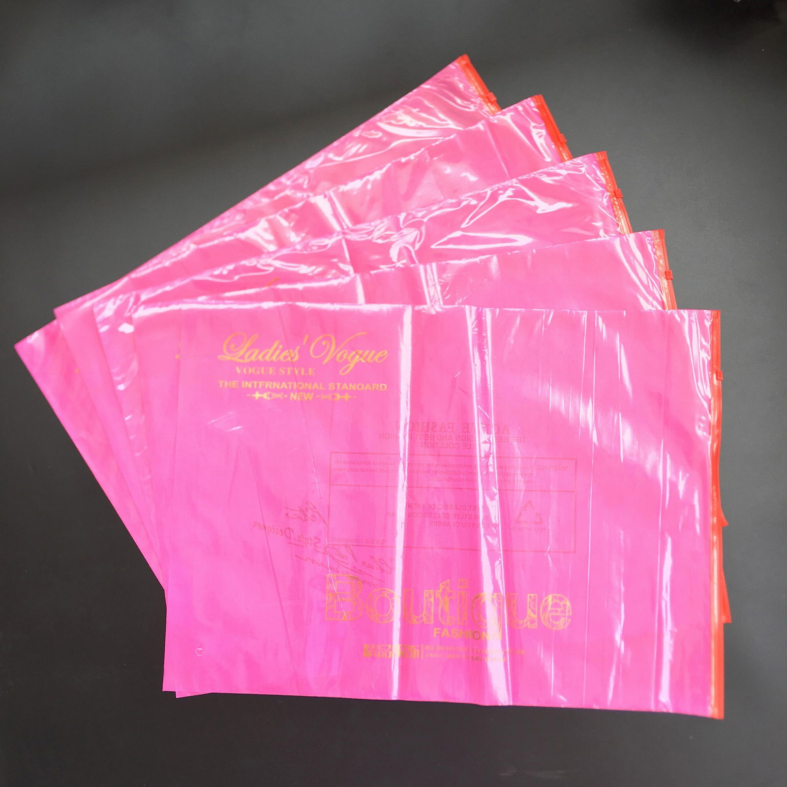 Pe Cpe packaging bags with zipper for clothing