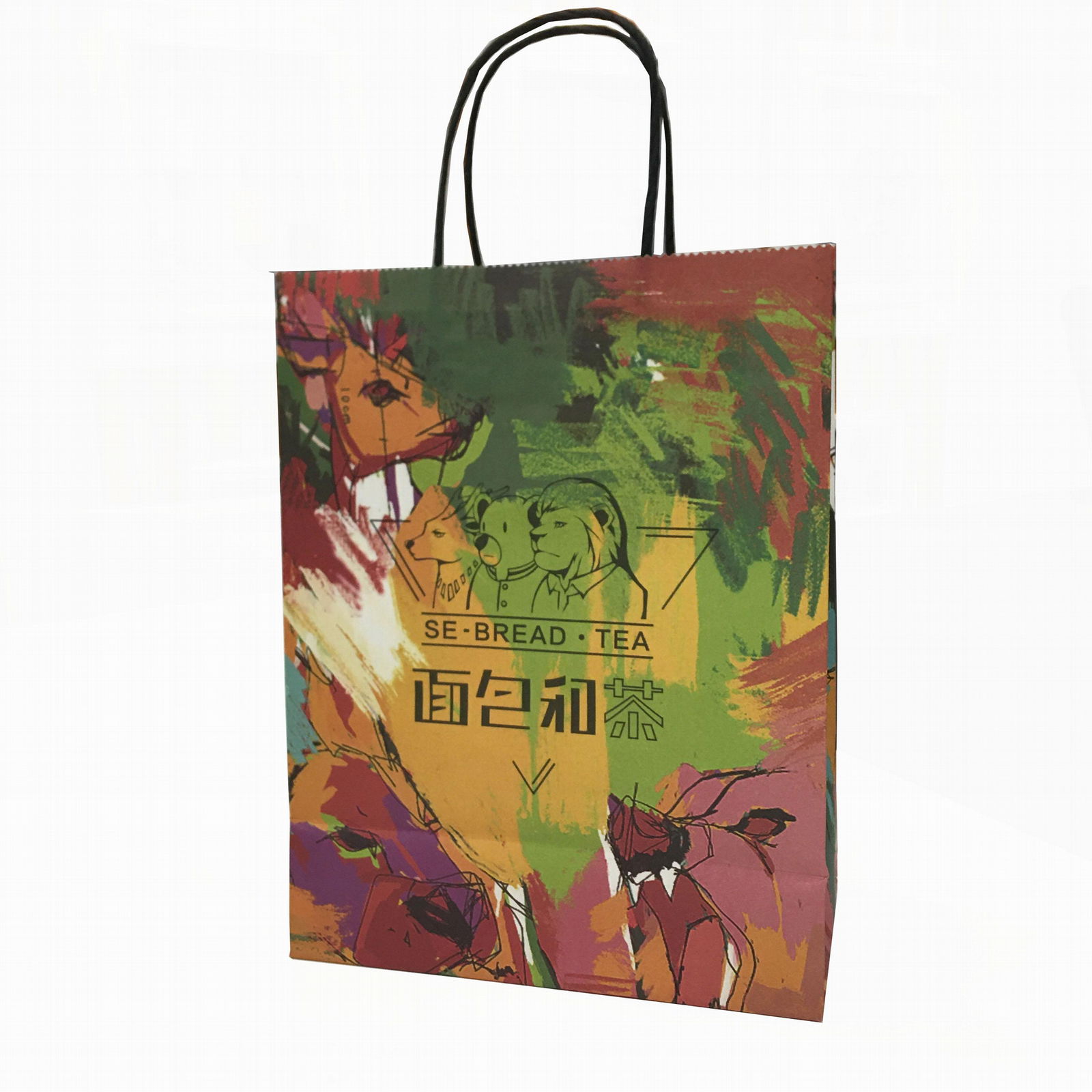 CustCustom Printed Kraft Paper Shopping Bag with Handle 3