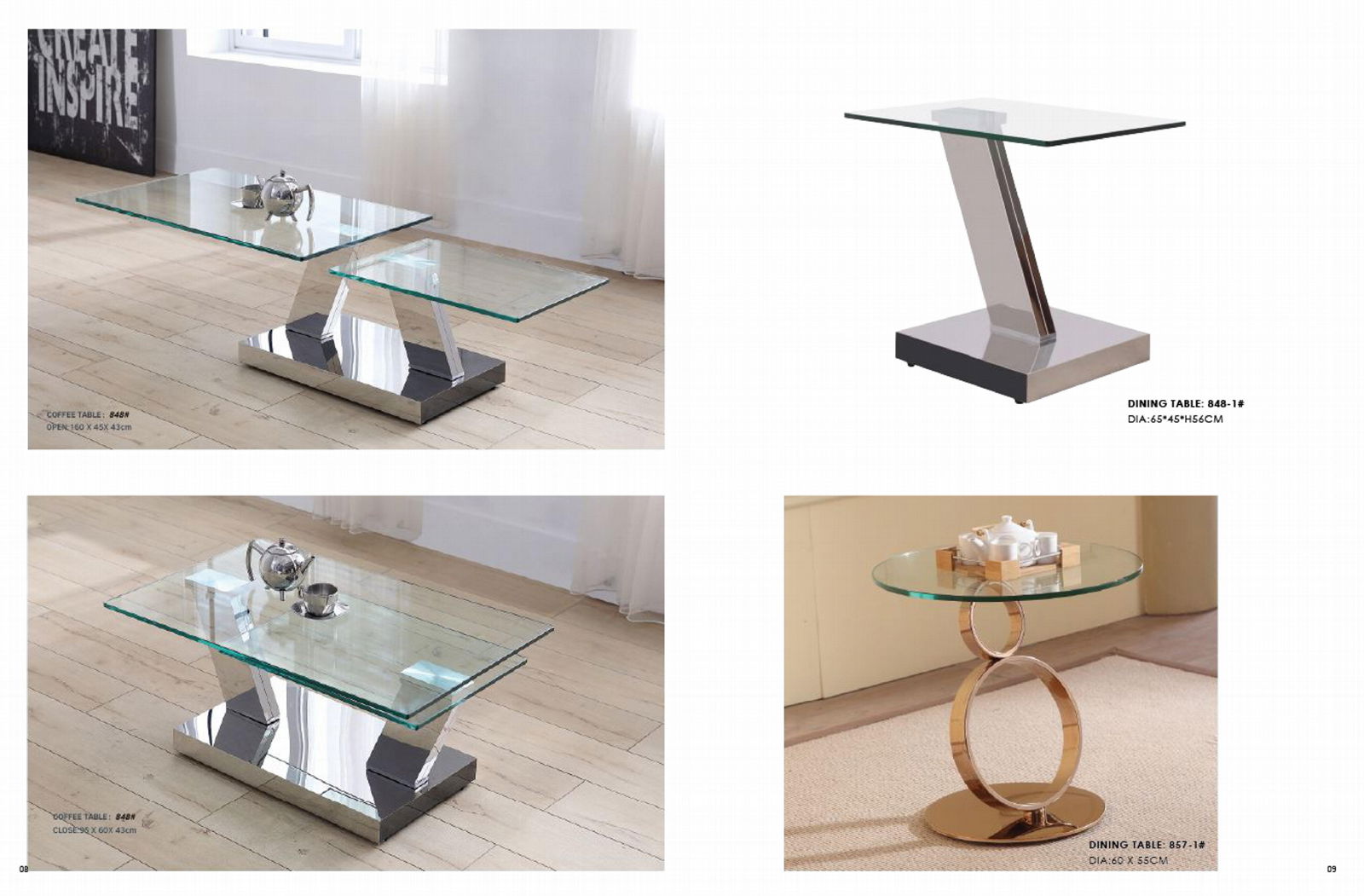 Wholesale custom stainless steel metal furniture, luxury furniture series.tea ta