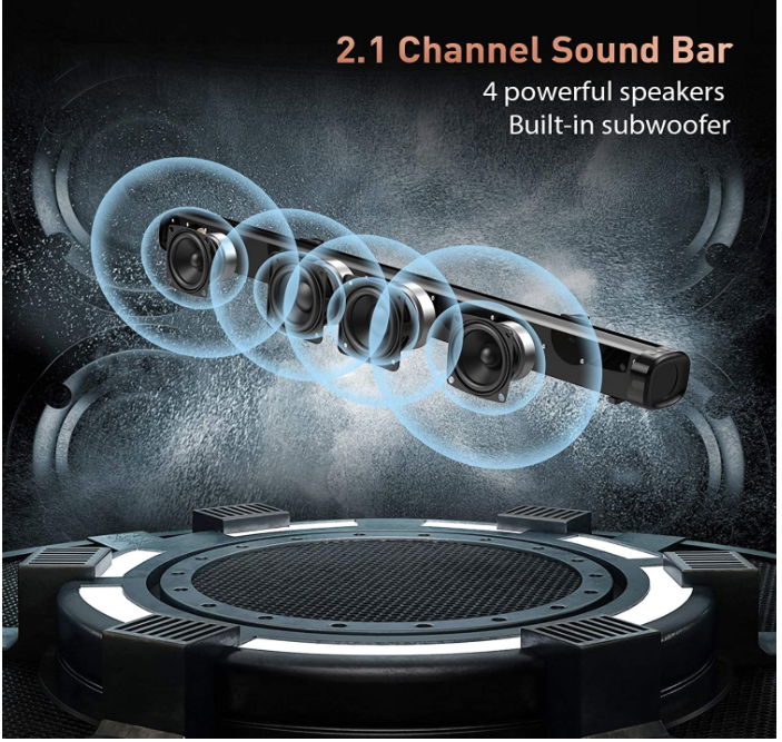 Stereo Sound Bar,TV Sound Bar with Subwoofer,  Bluetooth TV Speaker  2