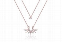 Silver, rose gold necklace, 925 sterling silver fashion