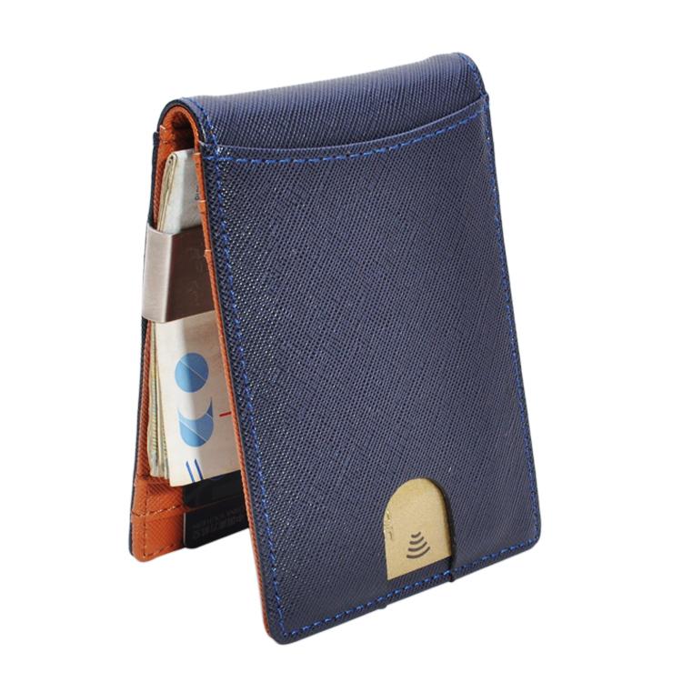 RFID Blocking Money Clip Leather mens wallet with money clip Split leather Money