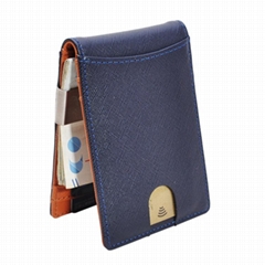 RFID Blocking Money Clip Leather mens wallet with money clip Split leather Money