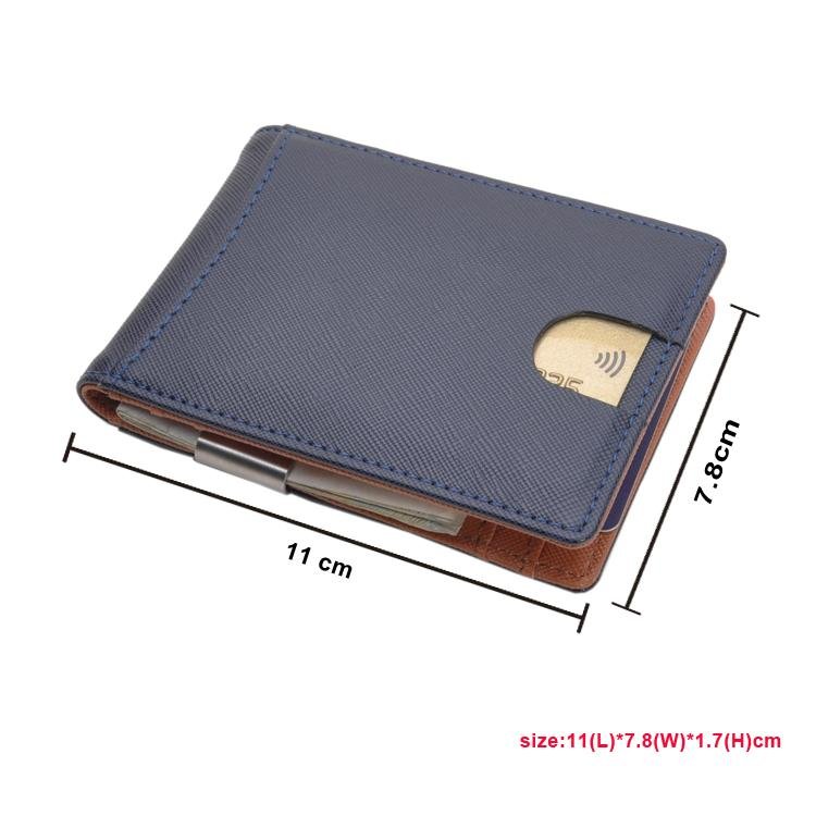 RFID Blocking Money Clip Leather mens wallet with money clip Split leather Money 2