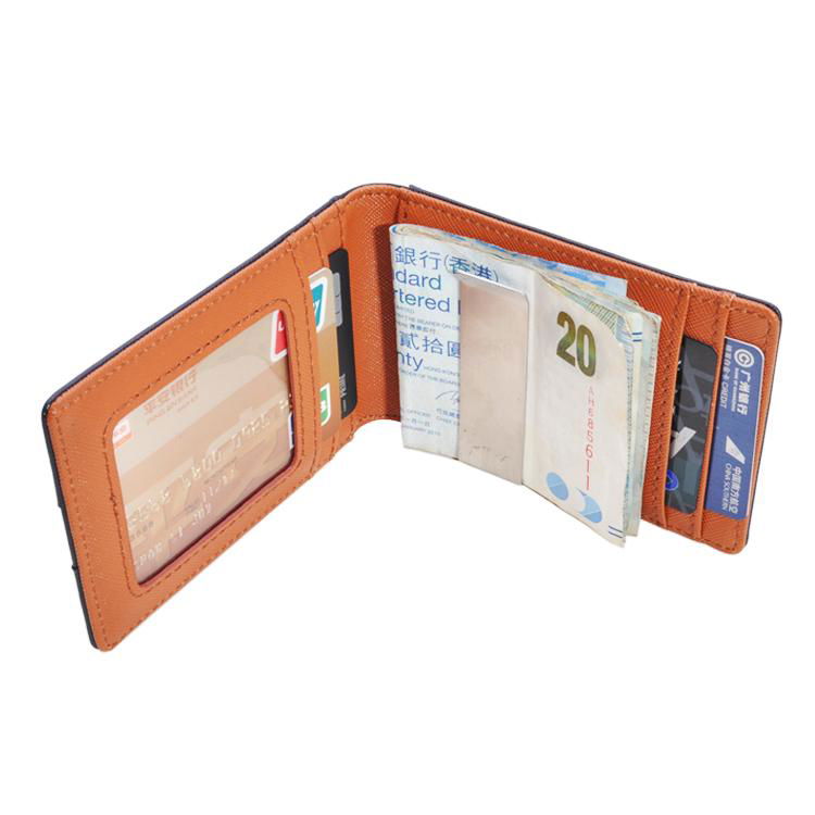 RFID Blocking Money Clip Leather mens wallet with money clip Split leather Money 4