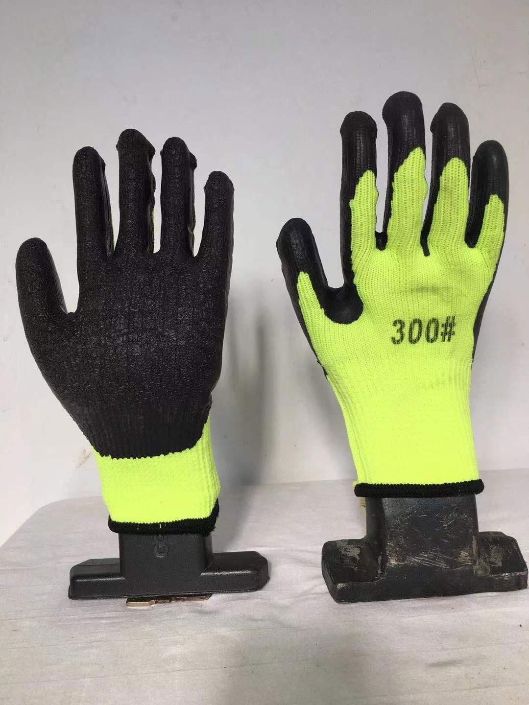 10G cotton latex crinked palm safety gloves