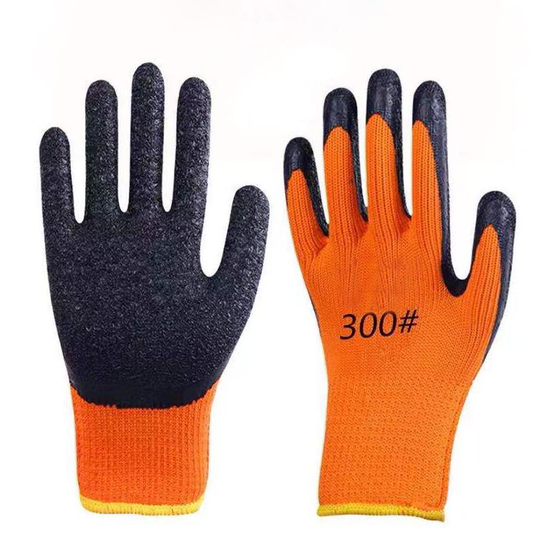 10G cotton latex crinked palm safety gloves 2