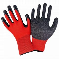 13G polyester latex crinked palm safety gloves