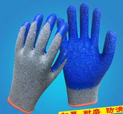 10G cotton latex crinked palm safety gloves work gloves